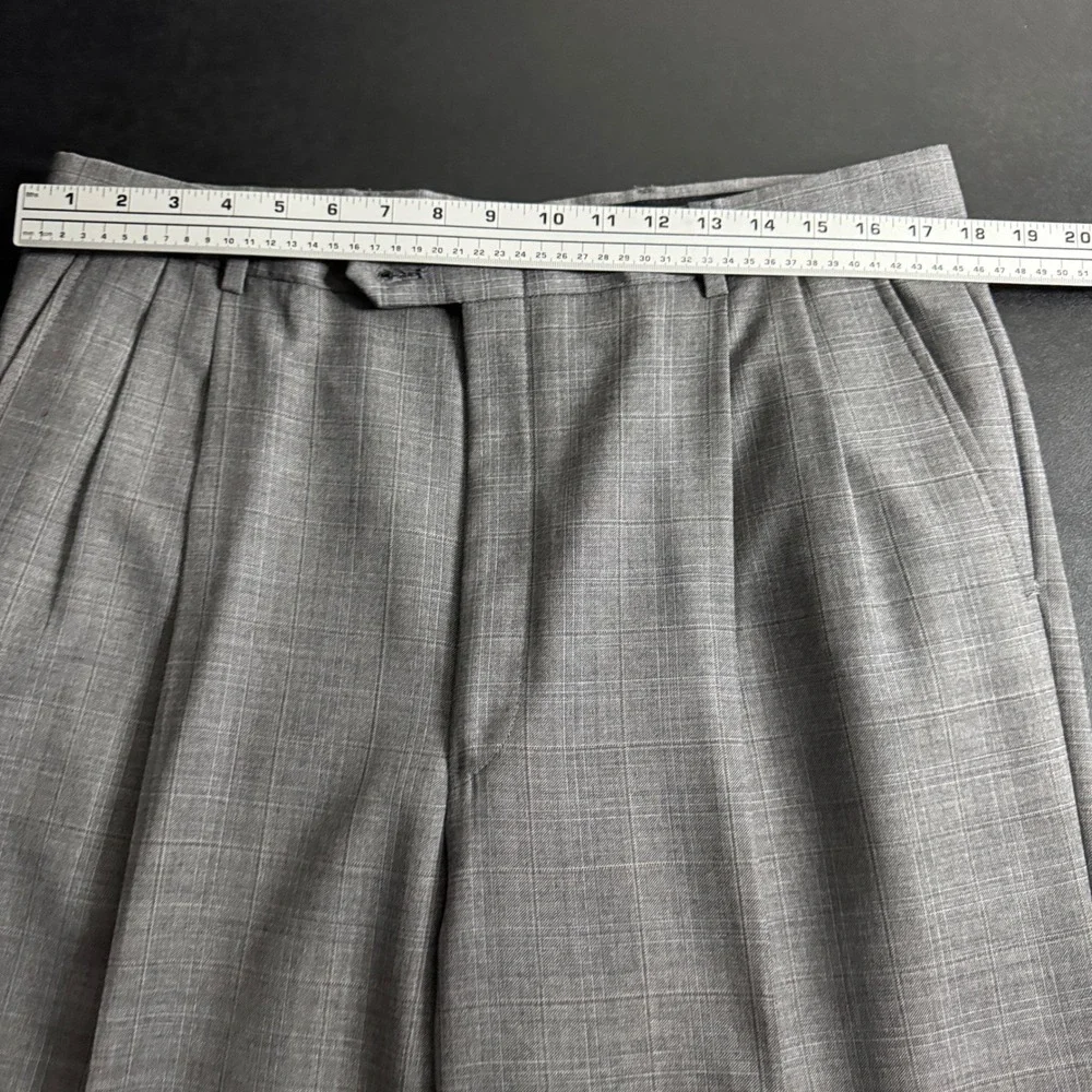 Hart Schaffner Marx Gold Mens Two Piece Suit‎ 42L 34W Grey Plaid Wool